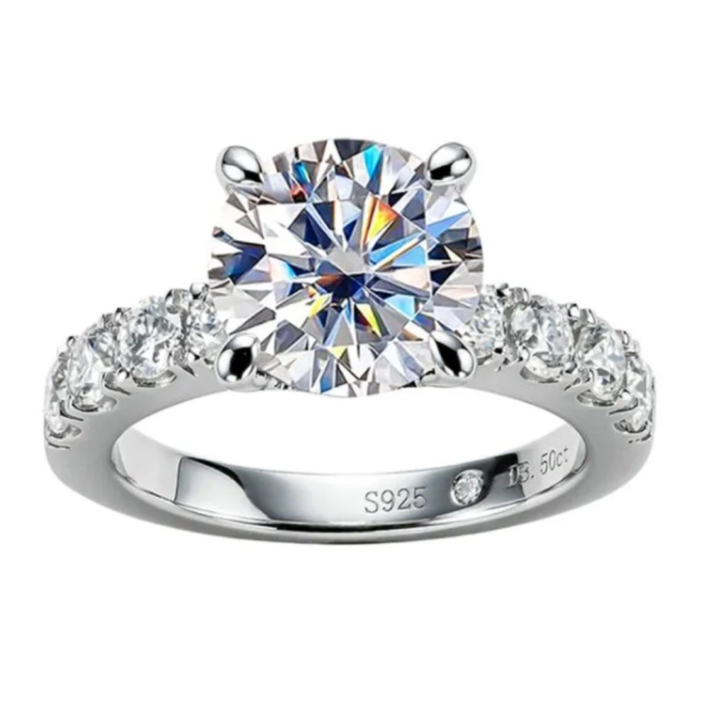 Certified 4.3 ct. t.w. Moissanite Diamond 4 Prone Solitaire Engagement R… - Picture 3 of 15
